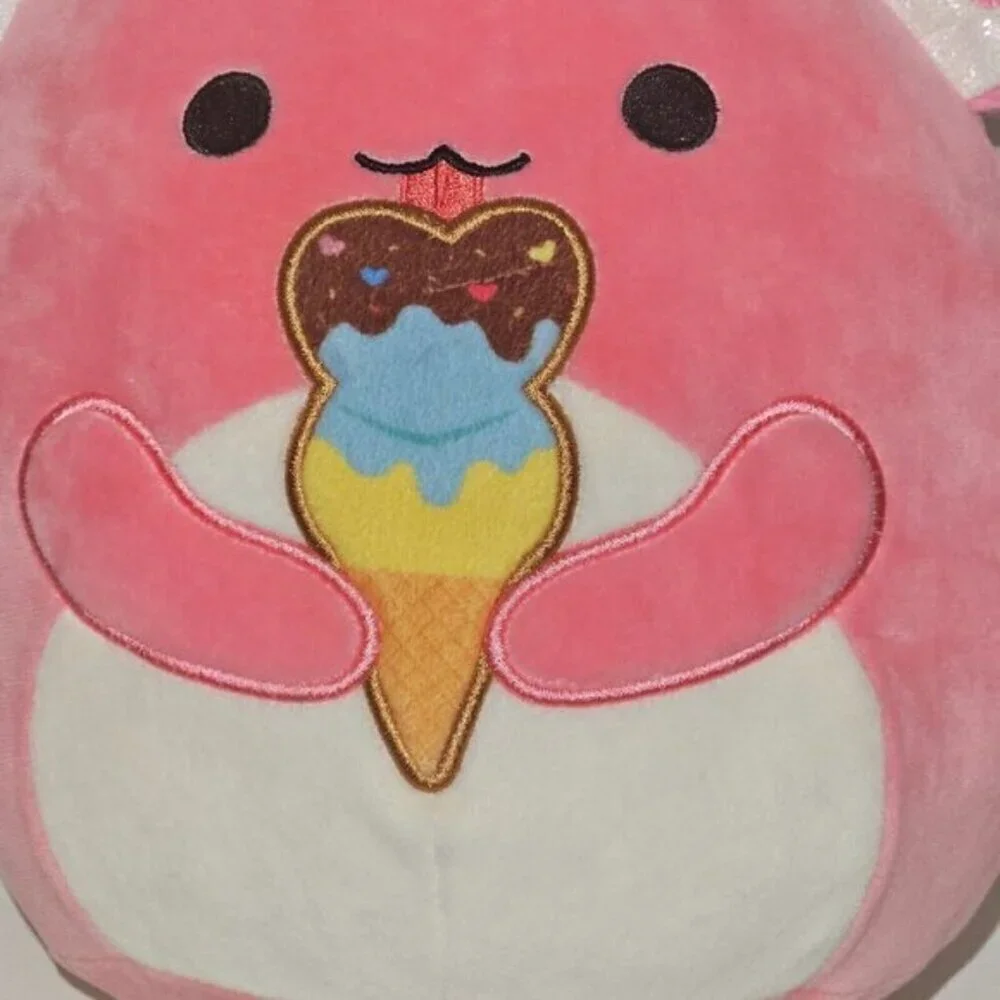 Squishmallows Archie Pink Axolotl Eating Ice cream 9